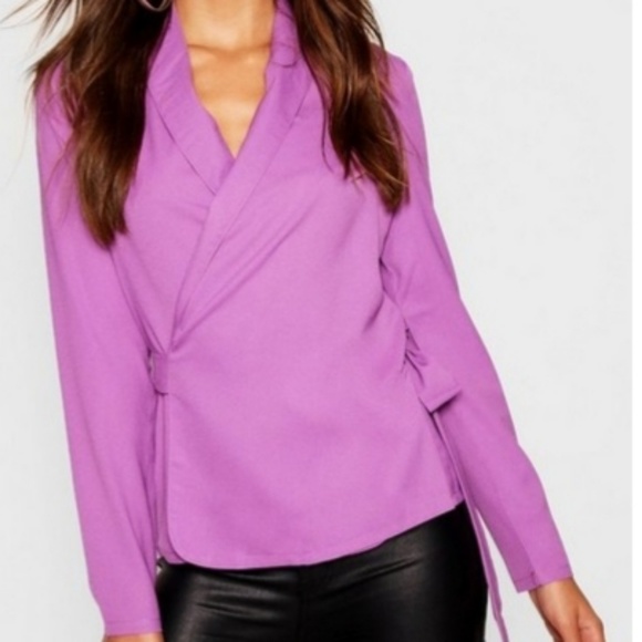 Boohoo Tops - 5/$20 Wrap Front Tie Side Blouse